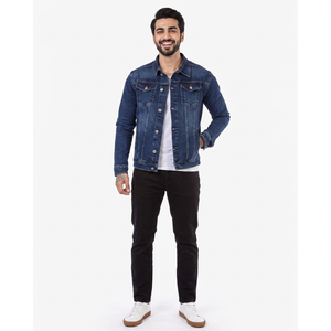 Veste en jean à manches longues et design personnalisé de haute qualité Veste en jean bleue et vintage déchirée de style classique pour hommes - Product Image 1