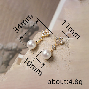 Orecchini pendenti con zirconi a forma di fiocco di neve per donna, gioielli di moda eleganti e delicati - Product Image 4