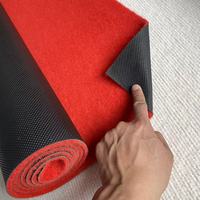 Tapis moderne rayé en polyester et PVC, rouge, découpable, 2 m de large, fabriqué à la machine, lavable, antidérapant et imperméable