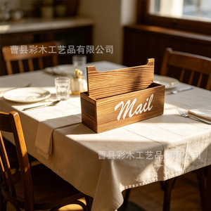 Wooden Fridge Organizer Rectangular Mail Storage Box With Compartments For <b>Kitchen</b> Use - Product Image 4