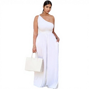 Mono Largo Holgado de Un Solo Hombro Asimétrico Blanco para Mujer, Primavera Verano, Minimalista, Color Sólido, Transpirable - Product Image 2
