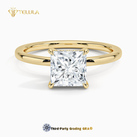 Bague de mariage classique en moissanite à quatre griffes 1CT 3CT 6CT en argent sterling S925 plaqué or
