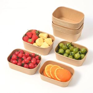 Bol alimentaire jetable en papier kraft écologique avec couvercle, compatible micro-ondes, pour le camping et les plats à emporter rapides - Product Image 4
