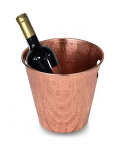 Cubo de Hielo Hecho a Mano para Celebraciones, Bodas, Cobre Martillado a Mano, Aspecto Antiguo, 24 cm - 9.4 Pulgadas, Diseño Vintage y Auténtico - Product Image 3