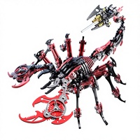 Juguete Educativo Mecánico de Precisión Scorpion Negro-Rojo con Esquema de Colores Mejorado, Ensamblaje de Metal, 454 Piezas, Rompecabezas 3D para Niños