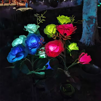 Lampe solaire YN à 3 têtes en forme de rose pour extérieur, décorative, indice de protection IP65, pour mariages, lumières féériques de jardin et éclairage décoratif