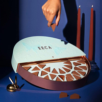Boîtes cadeaux de luxe vides pour chocolats, personnalisées, demi-rondes, rotatives, pour baklava, truffes au chocolat, inserts de boîte en grille, Ramadan