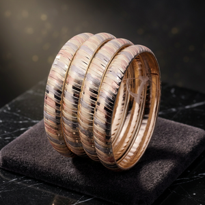 Wholesale 3 Tone Gold Filled <b>Bangles</b> <b>Set</b>, Multi Tone Plated Forming <b>Bangles</b> <b>Set</b>, Fashion <b>Bangles</b>, Tri Color Brass <b>Bangles</b> <b>Set</b>. - Product Image 1