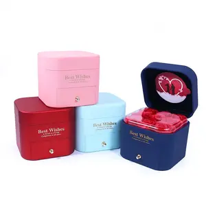 नया गुलाब उपहार बॉक्स वेलेंटाइन डे आभूषण अंगूठी लटकन लिपस्टिक बॉक्स उपहार की दुकान के लिए गुलाब गोल आभूषण बॉक्स