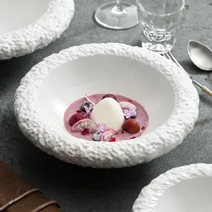Creative Stone Bowl White Round Shaped Bowl High-End Restaurant Cutlery Bowls