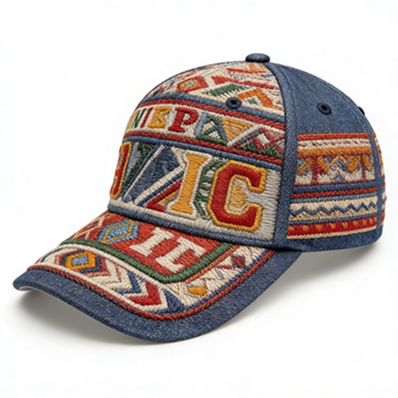 Traditional Lion Embroidered Trucker Hat Ethnic