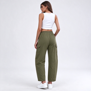 Pantalones <span class=keywords><strong>Cargo</strong></span> de Mezclilla para <span class=keywords><strong>Mujer</strong></span> con Cintura Ajustable, Corte Medio, Sin Elasticidad, Estilo Utilitario para Senderismo - Product Image 4