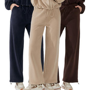 Yc258 महिलाओं की फसल ऊन स्वेटशर्ट टर्टलनेक ढीले जिपर जॉगिंग स्वेटशर्ट + पैंट मोटी गर्म ऊन जैकेट सेट - Product Image 6