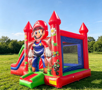 Château gonflable commercial pour enfants avec toboggan, idéal pour les fêtes et la location