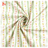 Tissu Popeline de Coton Biologique Tissé de Haute Qualité, Imprimé Numérique à Rayures et Motifs Floraux Délicats pour Robe
