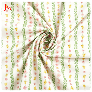 Tissu Popeline de Coton Biologique Tissé de Haute Qualité, Imprimé Numérique à Rayures et Motifs Floraux Délicats pour Robe - Product Image 3
