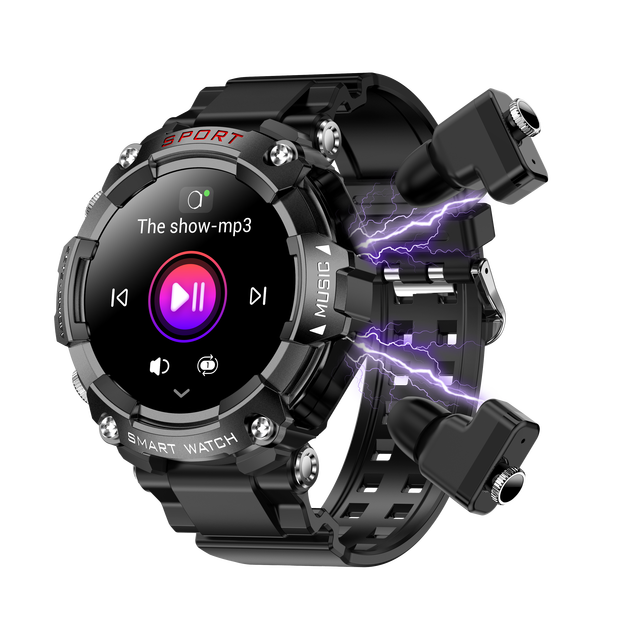 2024 New T96 IP67 Outdoor Smart Watch TWS Earphone for Voice Call 400mAh 1.52inch IPS Display 5-10 Days Battery Life