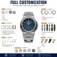 Montre-bracelet classique minimaliste à bracelet intégré, mécanique automatique, personnalisable OEM, marque privée, alimentée par un mouvement Seiko NH35A