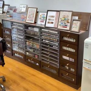 ตู้โชว์เคาน์เตอร์ร้านทำเล็บสไตล์วินเทจสีวอลนัท ตู้เก็บยาทาเล็บ ตู้เก็บเจลทาเล็บ ตู้เก็บของร้านทำเล็บ - Product Image 2