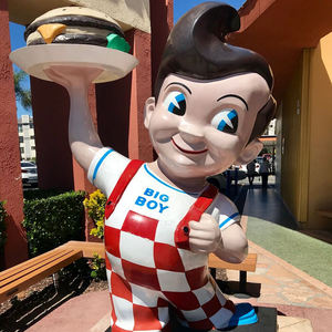 ハンバーガーグラスファイバー彫刻を保持しているホットセールレストラン装飾樹脂像ビッグボーイ - Product Image 3