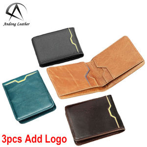 Portefeuilles en cuir Andong pour hommes, porte-cartes avec blocage RFID, cuir de vache véritable, style rétro décontracté, multifonction, pince à billets - Product Image 1