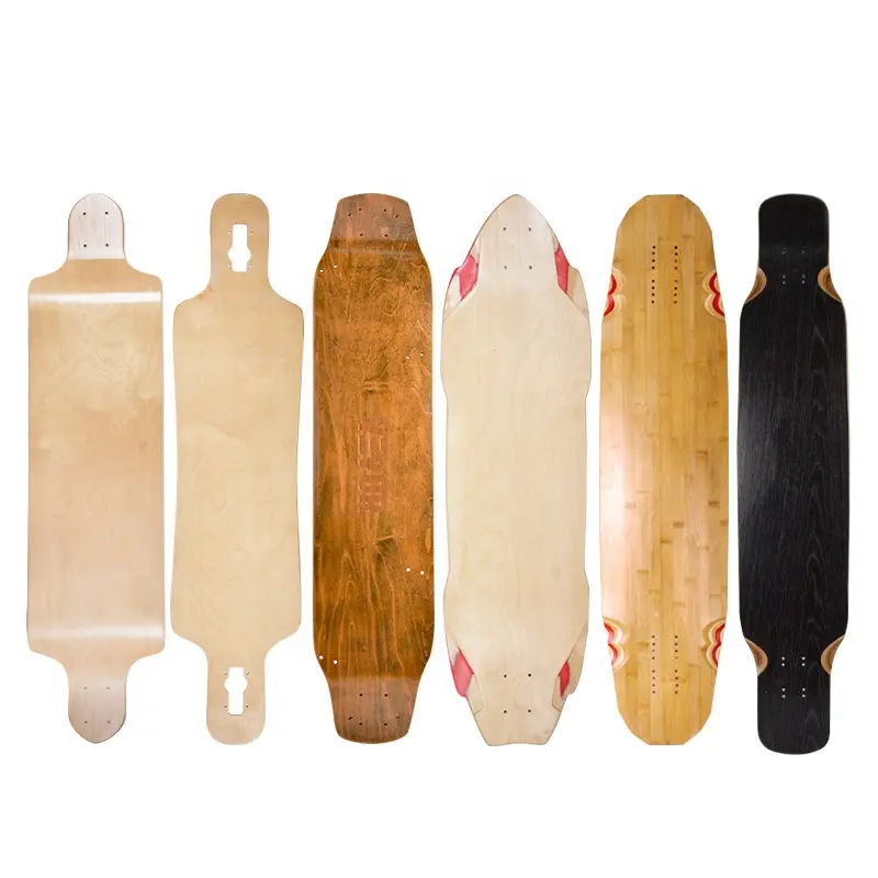 Produsen OEM Grosir Serat Karbon Bambu Tanpa Potongan Kustom Kosong Skateboard Maple Menari Longboard Deck