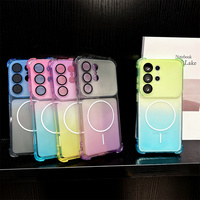 Coque de téléphone translucide dégradée couleur pastel givrée pour Samsung Galaxy S24-S26 UltraSoft avec protection magnétique des coins