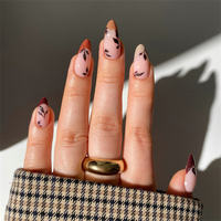 Lot de 24 faux ongles à presser avec colle, forme stiletto, amande pointue, personnalisables