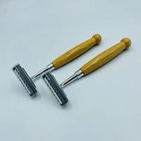 Rasoir de sécurité jetable à double lame en acier inoxydable, manche en bois biodégradable, super léger, échantillon gratuit en gros