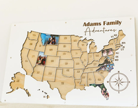 Foto viaje mapa EE. UU. viaje imagen recuerdo personalizado familia recuerdo regalo para viajeros 50 Estados imagen pantalla madera memoria mapa
