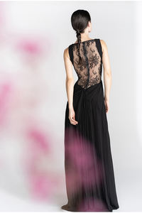 Abito Nero in Cashmere Personalizzabile per Giovani con Design Distintivo a Pieghe, <span class=keywords><strong>Elegante</strong></span> Schiena Scoperta, Scollo a V Profondo, Asciugatura Rapida, Lunghezza a Terra A68 - Product Image 4