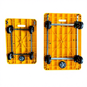 รถเข็นขนของแบบพับได้ รถเข็นแพลตฟอร์ม รถเข็นเหล็กสีเงิน-น้ำเงิน รถเข็นสแตนเลสสำหรับขนย้าย - Product Image 4