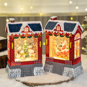 Décorations de fête de Noël, boîte à musique lumineuse, maison de Noël en PVC avec boule de cristal de neige, fonctionnant sur piles, cadeau de Noël - Product Image 2
