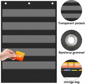 Tableaux de poche noirs à 5 compartiments, indispensables pour les enseignants en classe, pour la présentation de phrases et de mots, fournitures de bureau et scolaires - Product Image 3