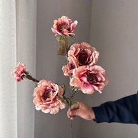 KEWEI 1746 Bunga Peony Buatan 6 Tangkai Berkualitas Tinggi dari Sutra untuk Dekorasi Meja Ruang Tamu, Salon, dan Rumah