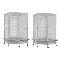 Cage verticale pour animaux de compagnie, forte et résistante à pousser à la main, pour perroquets et oiseaux, grand espace, élevage d'oiseaux, maison avec roues