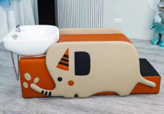 Chaise de lavage pour enfants, lit de lavage de salon, design éléphant, en cuir PU, mobilier de salle de bain pour salon de coiffure - Product Image 2