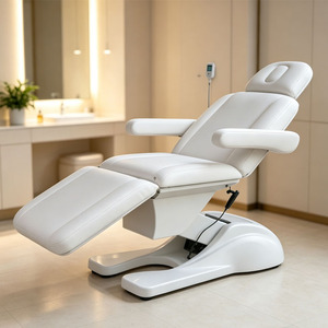 Fauteuil de massage électrique blanc réglable pour salon et spa avec appui-tête, repose-jambes et base incurvée - Product Image 6