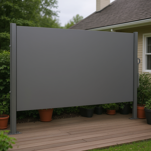 Tenda Laterale Retrattile in Alluminio 71 X 118 Pollici Grigia, Schermo Privacy per Esterni, Paravento per Patio Pieghevole Montato a Parete - Product Image 2