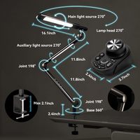 Lampe de bureau LED noire à pince avec télécommande, 5 modes d'éclairage réglables pour la lecture, l'ordinateur et le bricolage