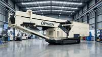Convoyeur mobile sur chenilles U.P.S.E.N. UTD40-S avec grande trémie et bande transporteuse en caoutchouc antistatique de 1000 mm de largeur |   Stockage pour la construction
