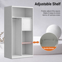 Armoire métallique robuste à portes coulissantes avec compartiment verrouillable, rangement multi-zones, armoire à vêtements pour usage domestique