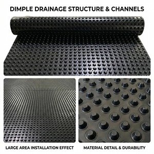 Tapis <span class=keywords><strong>de</strong></span> drainage à fossettes pour sous-sol, <span class=keywords><strong>rouleau</strong></span> <span class=keywords><strong>de</strong></span> 4' x 50' (1x20 m), 10 mm, pour drainage des zones à faible évacuation des eaux - Product Image 6