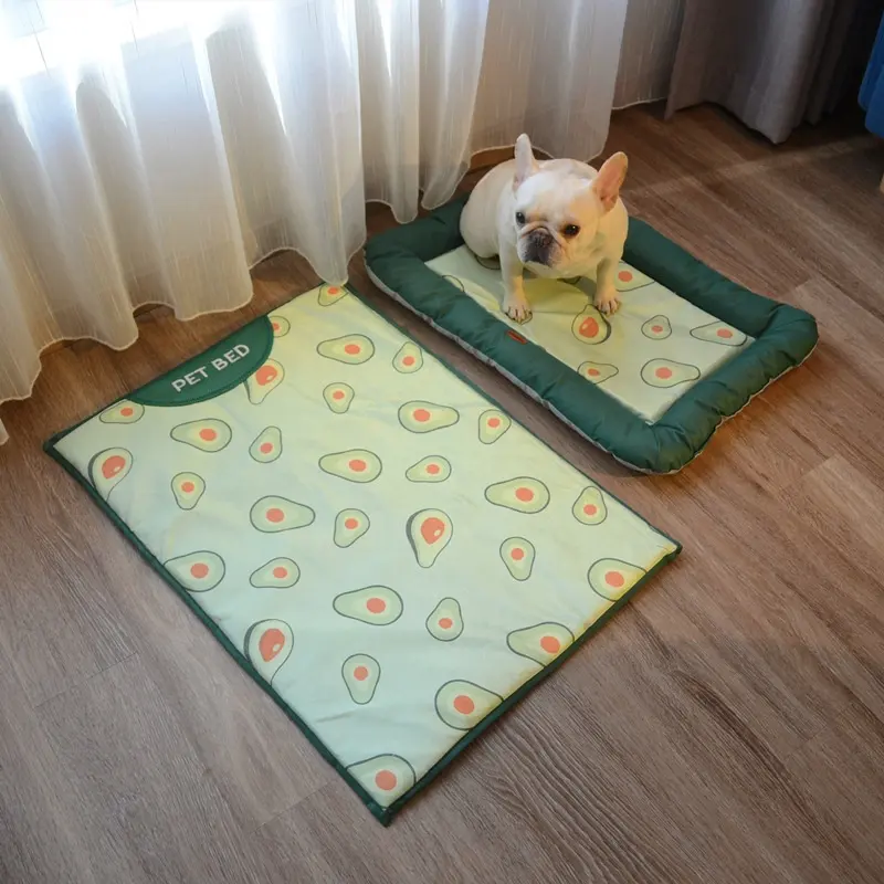 Almohadilla de enfriamiento para mascotas y juego de cama engrosada para acampar al aire libre portátil de viaje interior transpirable cama para mascotas sala de estar perrera para perros