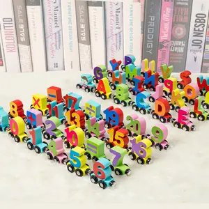 Wooden colored personalized name letter train alphabet train letter toy for kids first birthday christening newborn