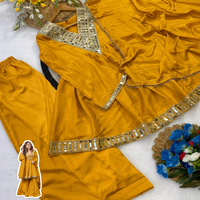 Ensemble de châles ethniques en satin de soie jaune moutarde avec embellissement en strass, tenue de mariage traditionnelle indienne et pakistanaise pour femmes, collection Printemps