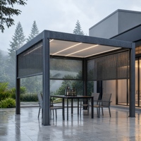 Natural Gifts Aluminium Motorisierte Pergola mit Verstellbaren Lamellen, Einziehbarem Dach, Sonnenschutz für Balkon und Außenbereich, Pulverbeschichtet, Einfach zu Montieren