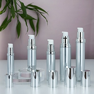 Flacon cosmétique sans air en plastique argenté de luxe 5ml 10ml 15ml 30ml pour soins de la peau avec pompe pulvérisatrice pour lotion - Product Image 5