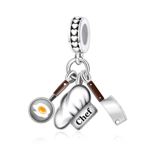 Abalorios <span class=keywords><strong>de</strong></span> Plata con Diseño <span class=keywords><strong>de</strong></span> Chef, Cuchillo <span class=keywords><strong>de</strong></span> Cocina, Huevo Frito y Comida, Compatibles con <span class=keywords><strong>Pulseras</strong></span> Originales, Joyería <span class=keywords><strong>de</strong></span> Cumpleaños Berluque - Product Image 1