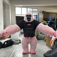 Costume de mascotte gonflable en peluche King Kong Gorilla avec t-shirt personnalisé avec logo pour la publicité d'Halloween, usage adulte